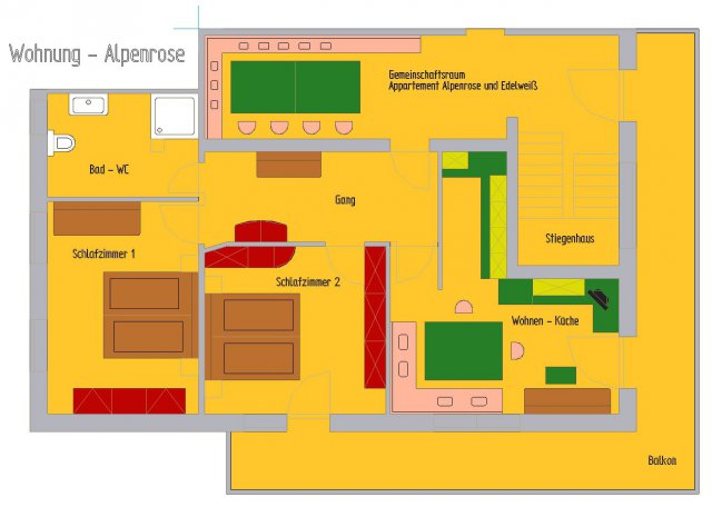 Grundriss Ferienwohnung  Alpenrose